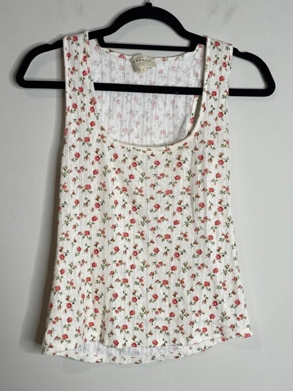 Sezane | Women’s Floral Pointelle Juan Tank Top Size Small - Picture 2 of 2